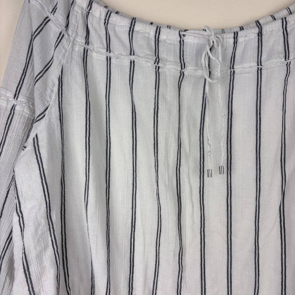 Ralph Lauren White Navy Stripe Coastal Preppy Blouse - Picture 5 of 8
